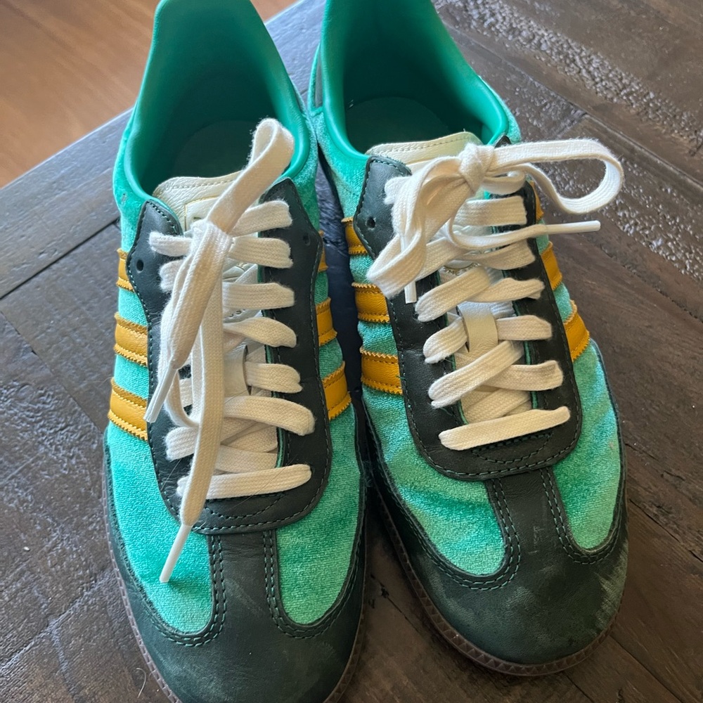 Adidas Samba Teal and Gold Sneakers - Picture 4 of 6
